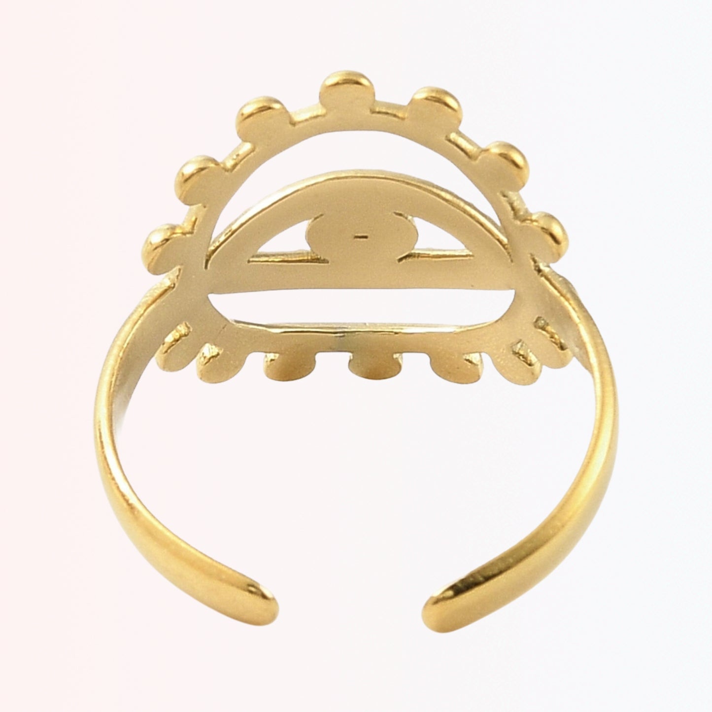 Sortija Cuff Ajustable con Ojo en Stainless Steel Dorado 18K
