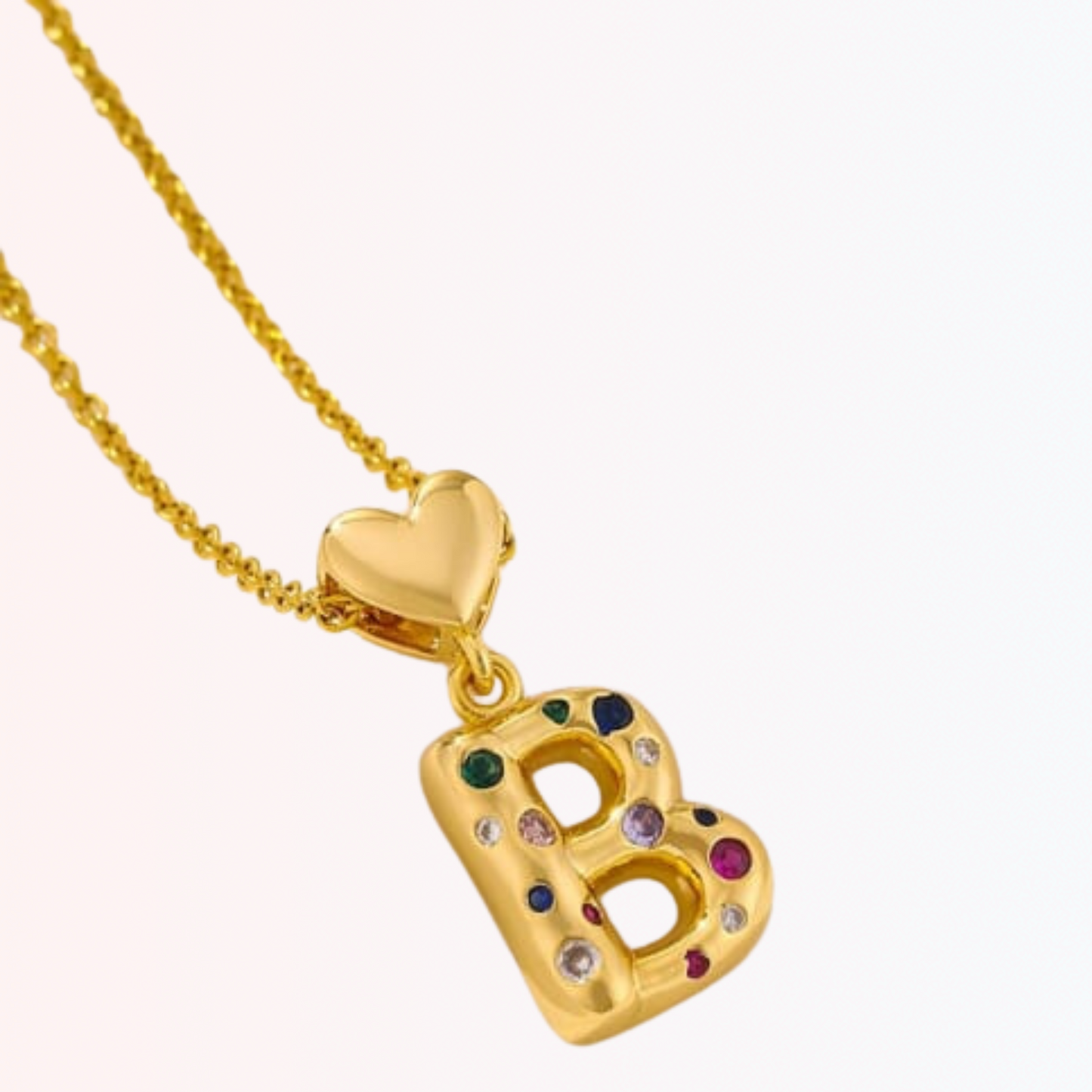 Collar con Charm de Letra con Colores en Stainless Steel Dorado 18K