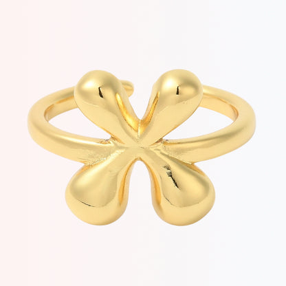 Sortija Ajustable con Iniciales A-Z en Brass Dorado 18K