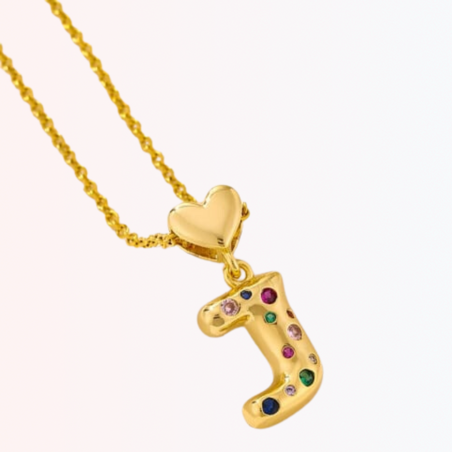 Collar con Charm de Letra con Colores en Stainless Steel Dorado 18K