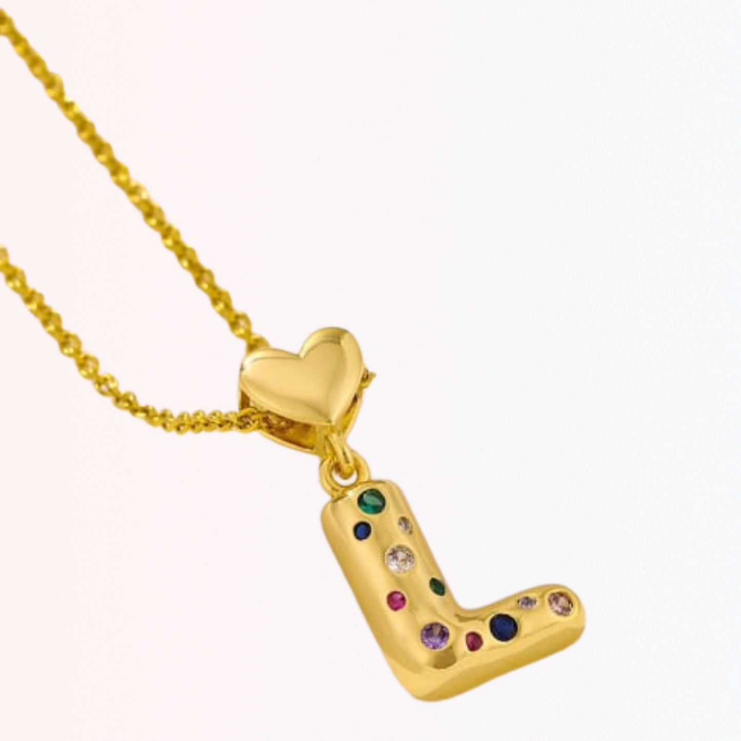 Collar con Charm de Letra con Colores en Stainless Steel Dorado 18K