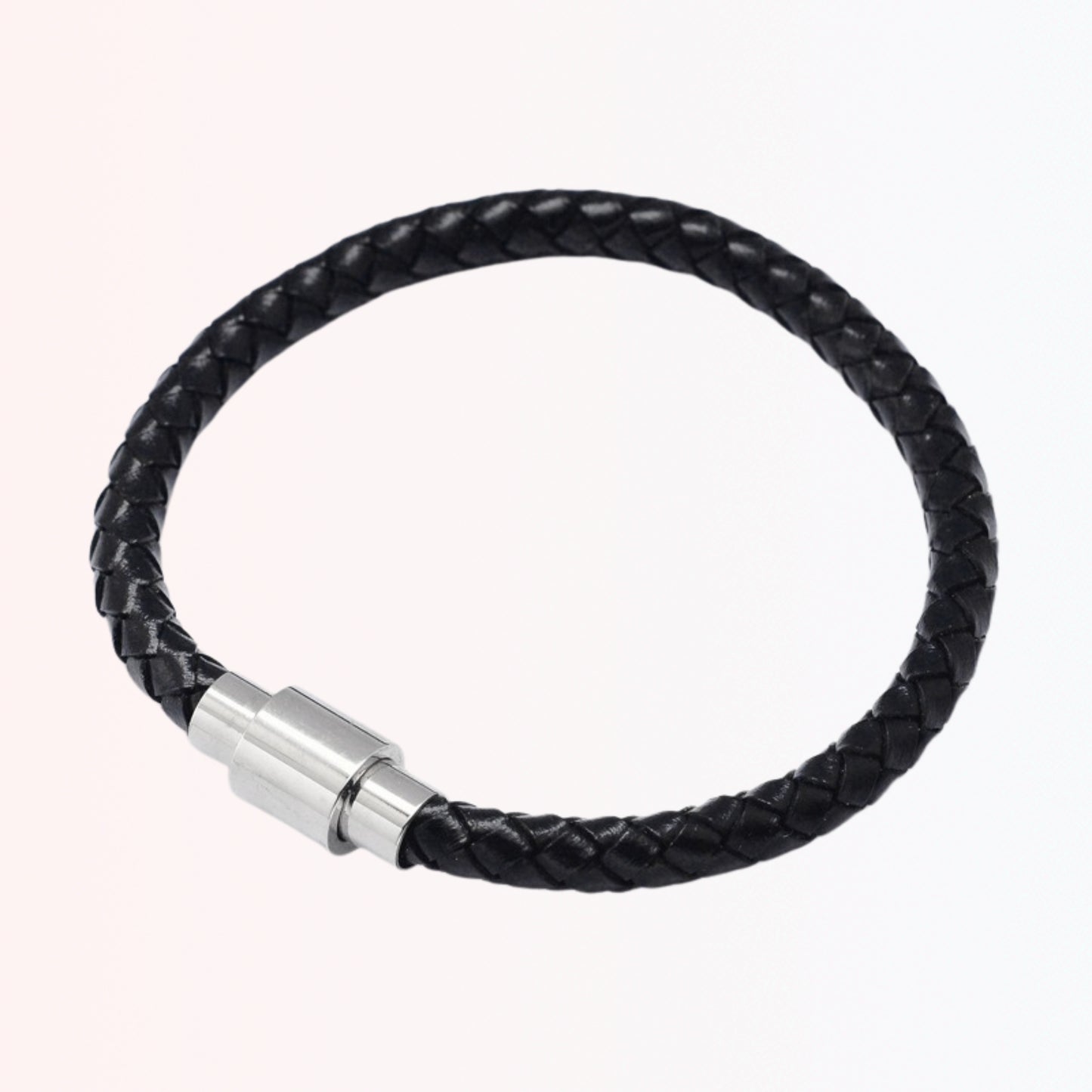 Pulsera de Cuero Trenzado con Cierre Magnético de Stainless Steel