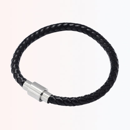Pulsera de Cuero Trenzado con Cierre Magnético de Stainless Steel