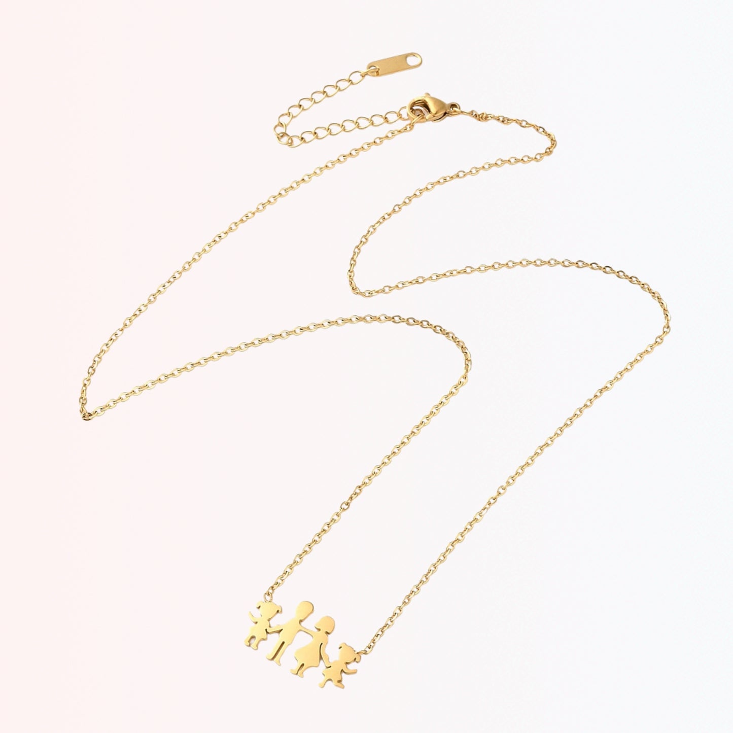 Collar de Stainless Steel Bañado en Oro con Charm de Familia