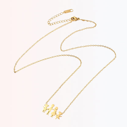Collar de Stainless Steel Bañado en Oro con Charm de Familia