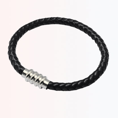 Pulsera de Cuero Trenzado con Cierre Magnético de Stainless Steel
