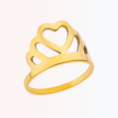 Sortija de Stainless Steel con Diseño de Corona con Corazón