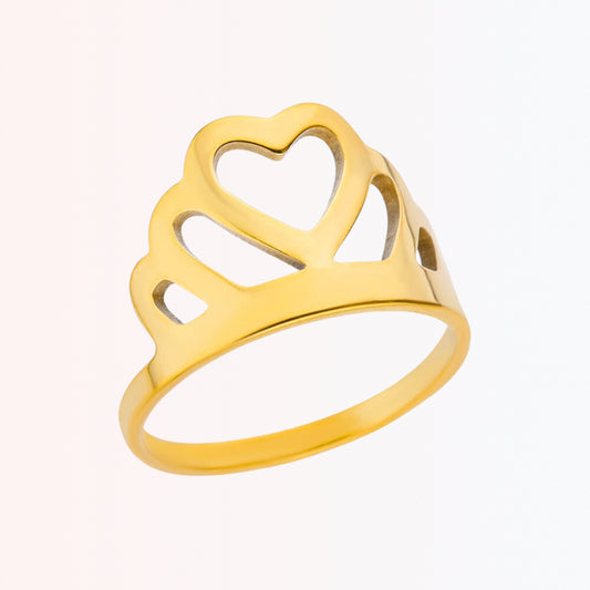 Sortija de Stainless Steel con Diseño de Corona con Corazón