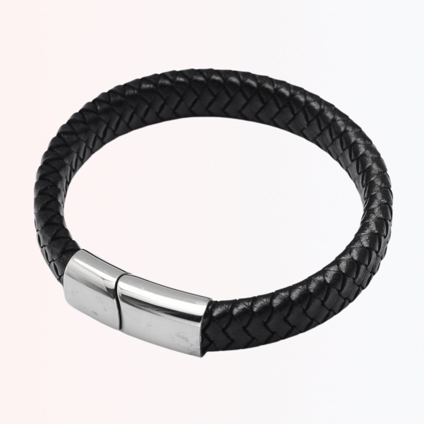 Pulsera de Cuero Trenzado con Cierre Magnético de Stainless Steel