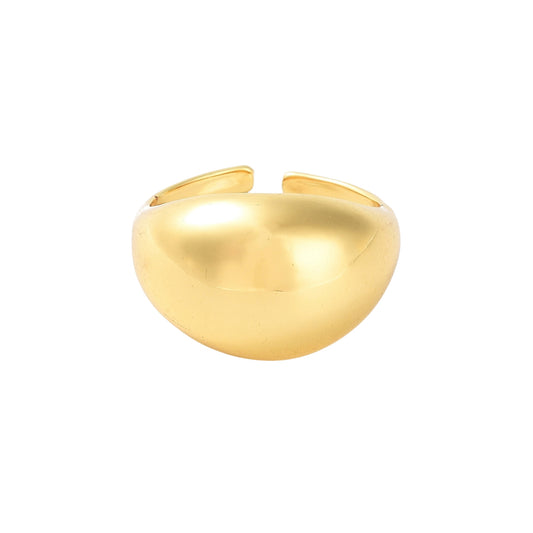 Sortija Cuff Abierta de Brass Lisa, Bañada en Oro 18K
