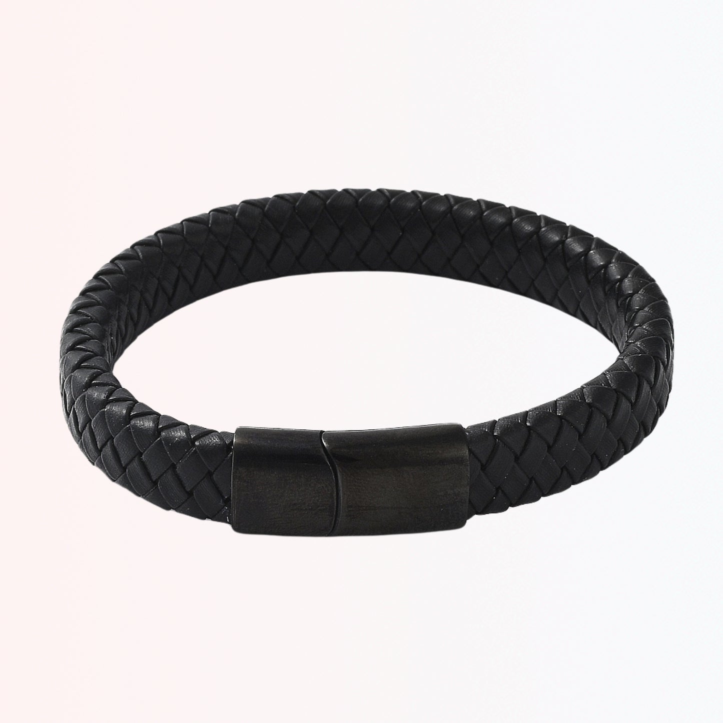 Pulsera de Cuero Trenzado con Cierre Magnético de Stainless Steel