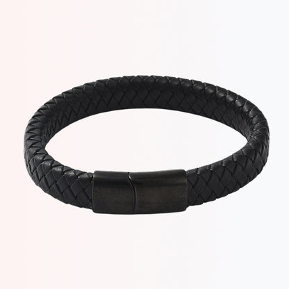 Pulsera de Cuero Trenzado con Cierre Magnético de Stainless Steel