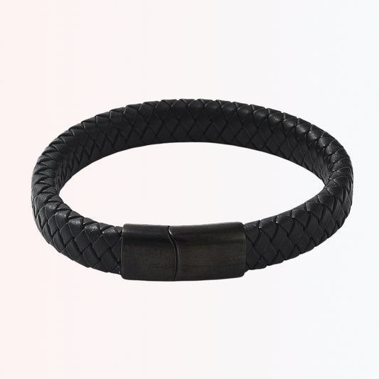 Pulsera de Cuero Trenzado con Cierre Magnético de Stainless Steel