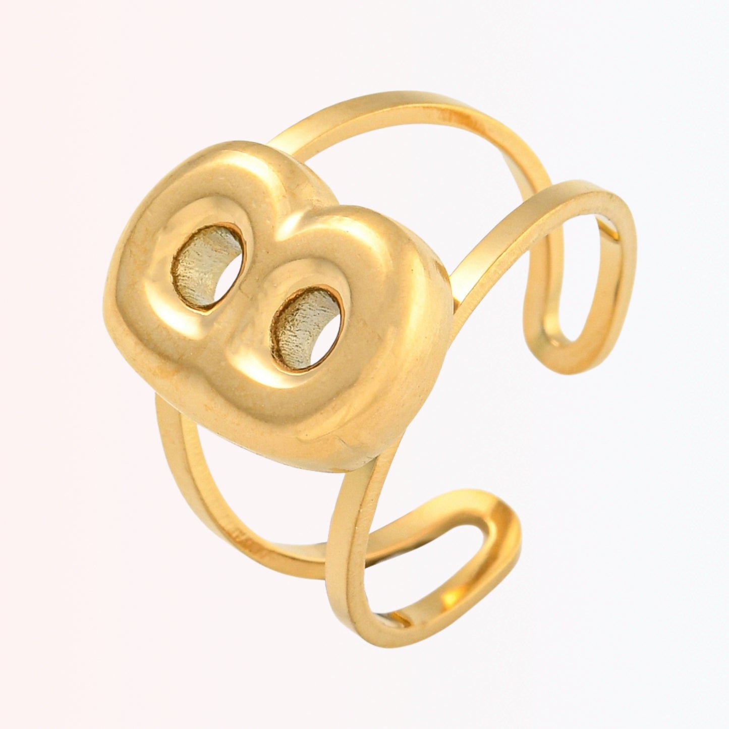 Sortija Ajustable con Iniciales A-Z en Stainless Steel Dorado 18K