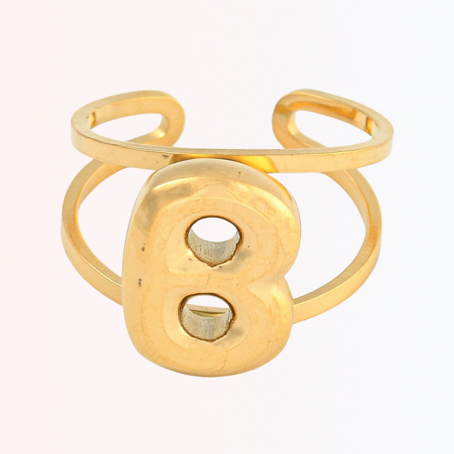 Sortija Ajustable con Iniciales A-Z en Stainless Steel Dorado 18K