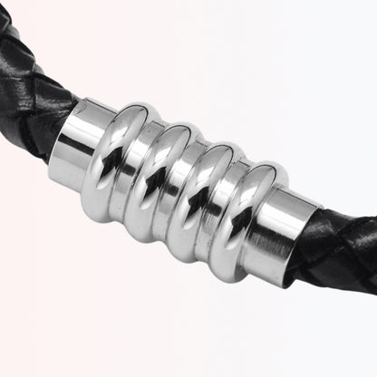 Pulsera de Cuero Trenzado con Cierre Magnético de Stainless Steel