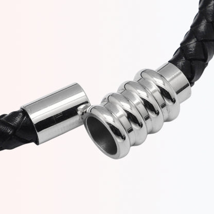 Pulsera de Cuero Trenzado con Cierre Magnético de Stainless Steel