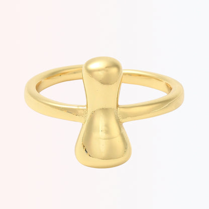 Sortija Ajustable con Iniciales A-Z en Brass Dorado 18K