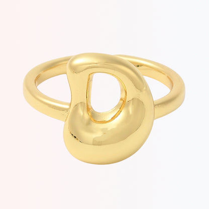 Sortija Ajustable con Iniciales A-Z en Brass Dorado 18K