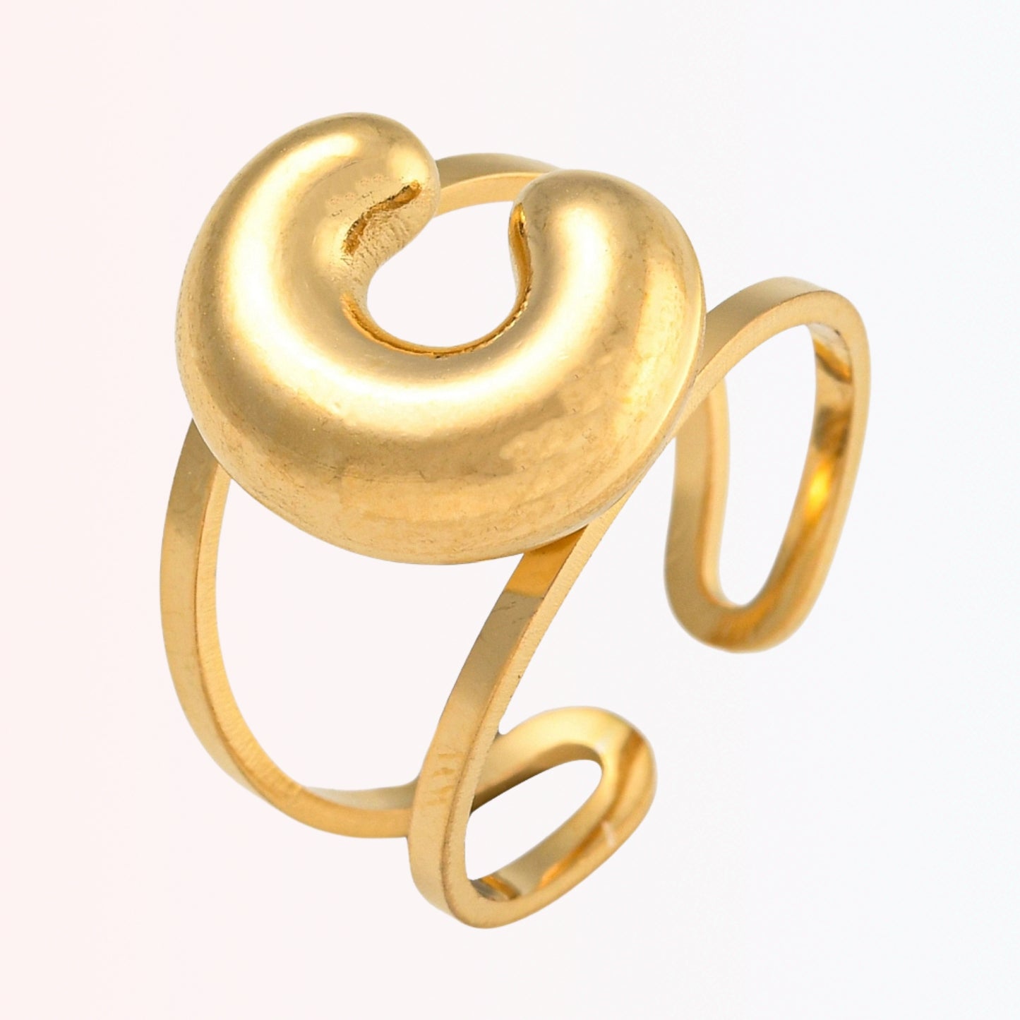 Sortija Ajustable con Iniciales A-Z en Stainless Steel Dorado 18K