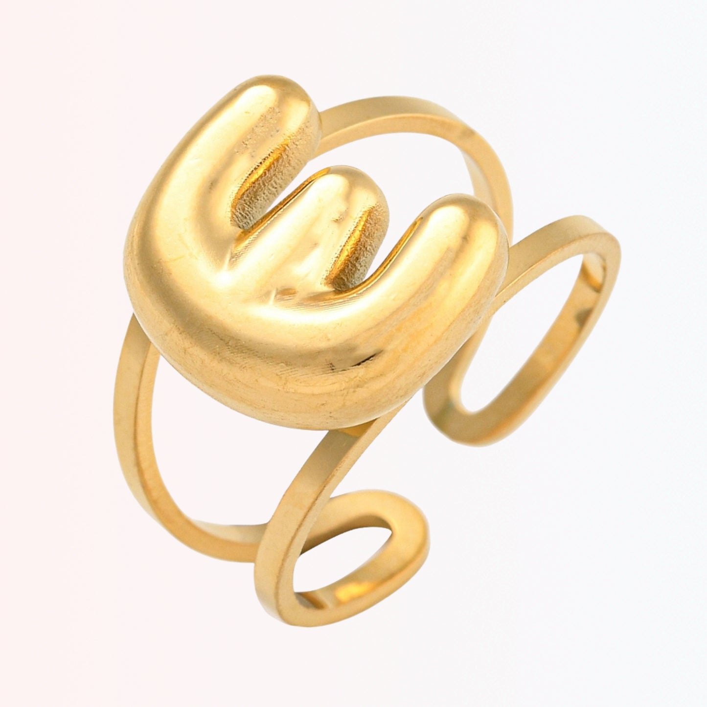 Sortija Ajustable con Iniciales A-Z en Stainless Steel Dorado 18K