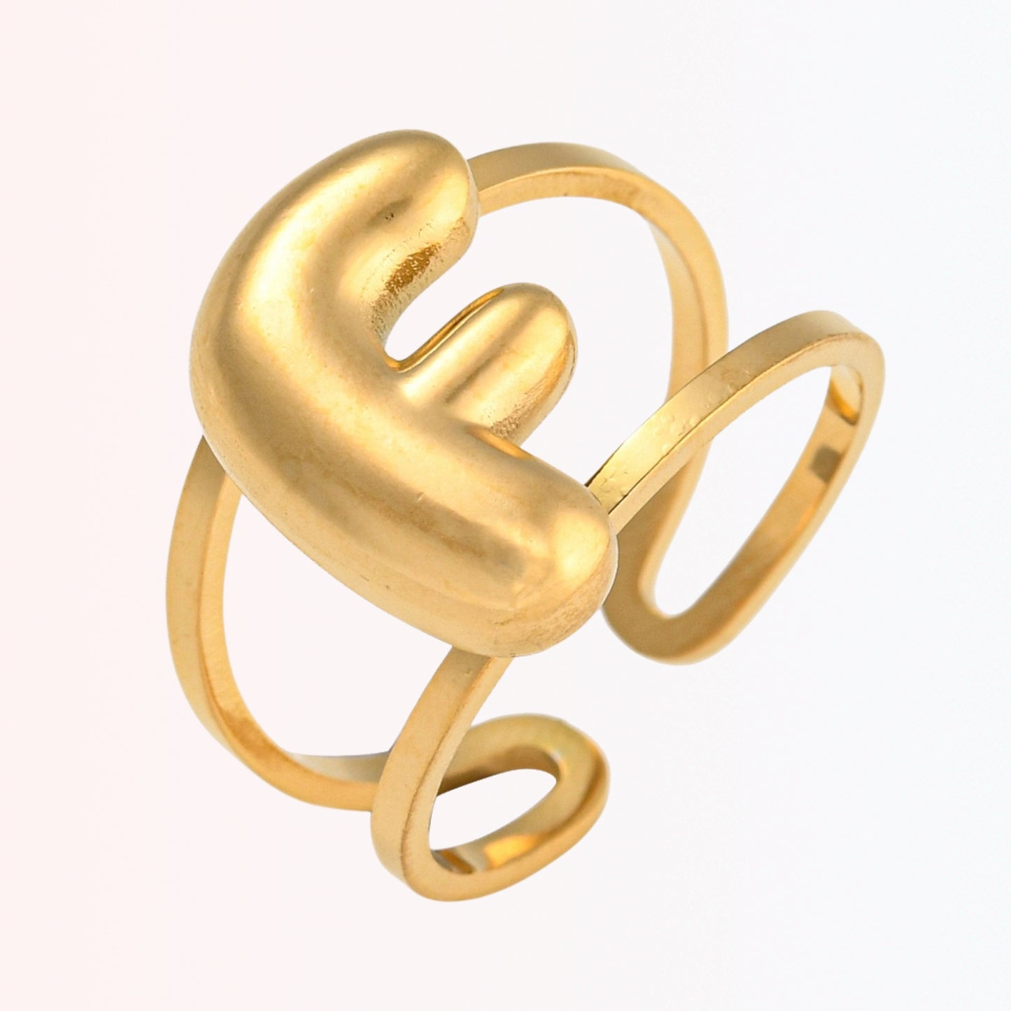 Sortija Ajustable con Iniciales A-Z en Stainless Steel Dorado 18K