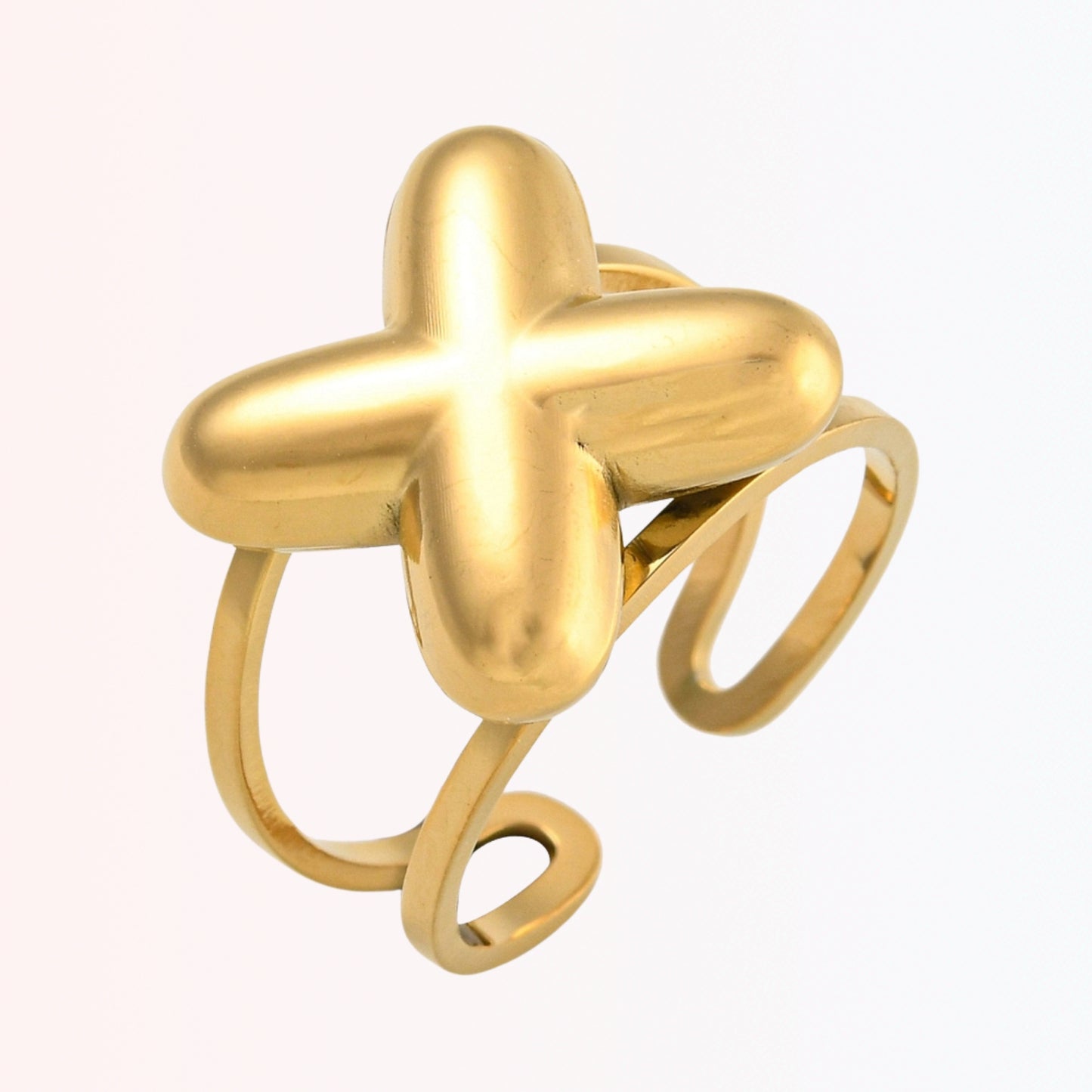 Sortija Ajustable con Iniciales A-Z en Stainless Steel Dorado 18K