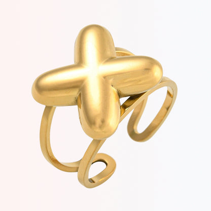Sortija Ajustable con Iniciales A-Z en Stainless Steel Dorado 18K