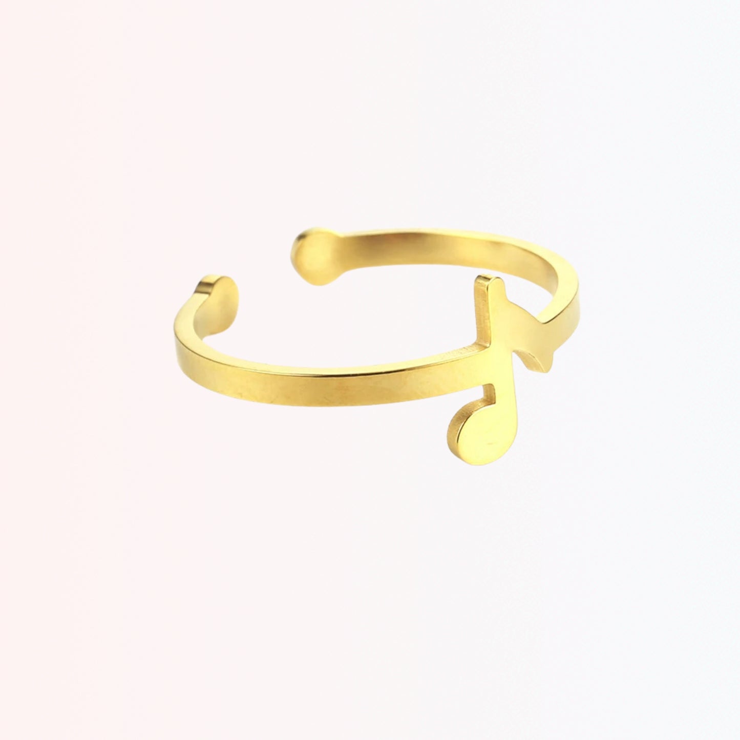 Sortija Ajustable con Nota Musical en Stainless Steel Dorado 18K