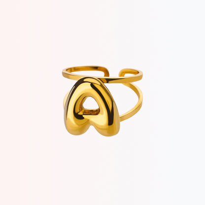 Sortija Ajustable con Iniciales A-Z en Stainless Steel Dorado 18K