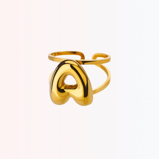 Sortija Ajustable con Iniciales A-Z en Stainless Steel Dorado 18K