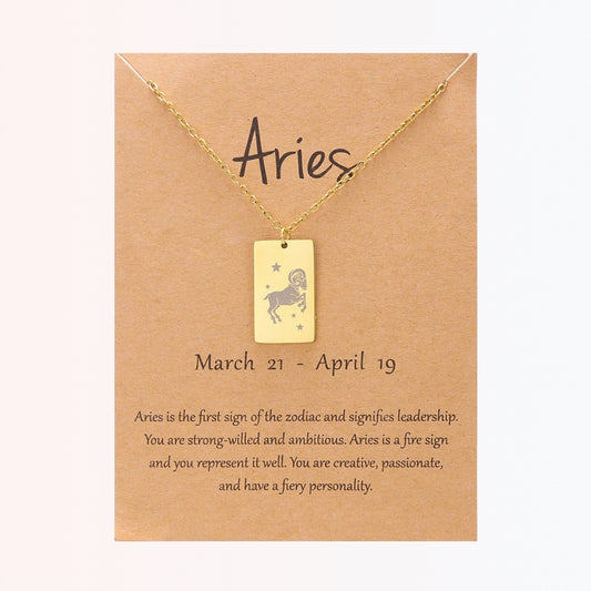 Collar con Charm de Signos Zodiacales en Stainless Steel Dorado