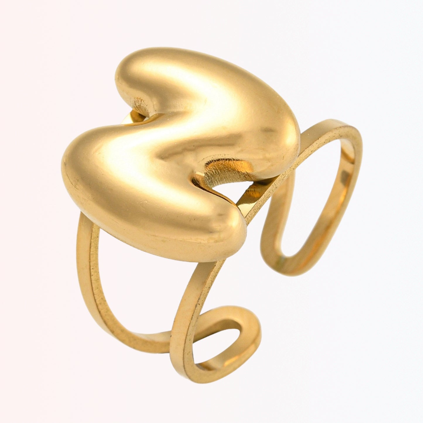 Sortija Ajustable con Iniciales A-Z en Stainless Steel Dorado 18K