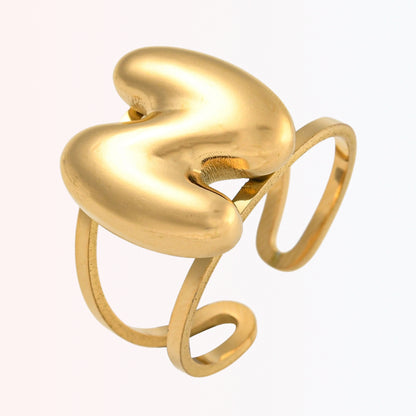 Sortija Ajustable con Iniciales A-Z en Stainless Steel Dorado 18K