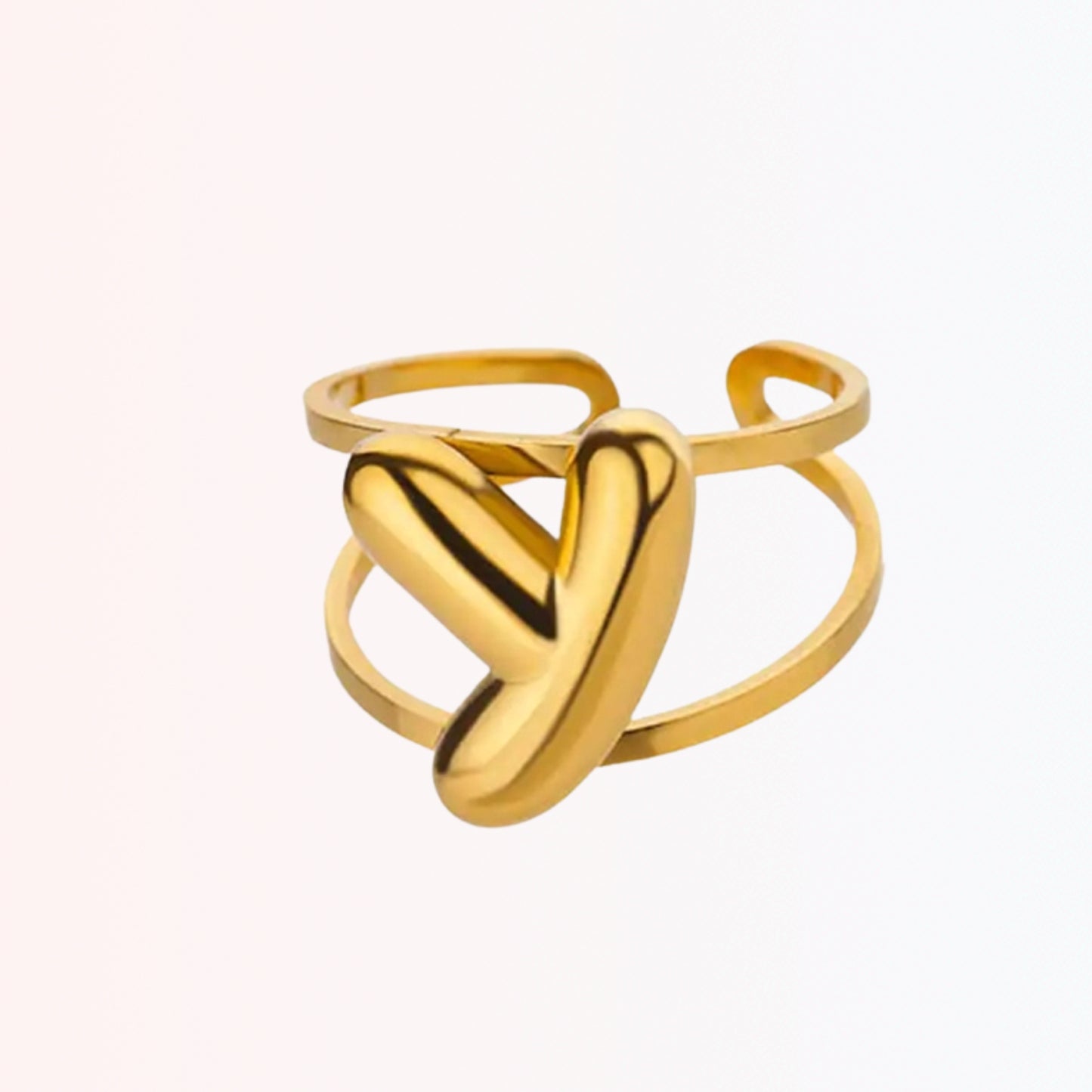 Sortija Ajustable con Iniciales A-Z en Stainless Steel Dorado 18K