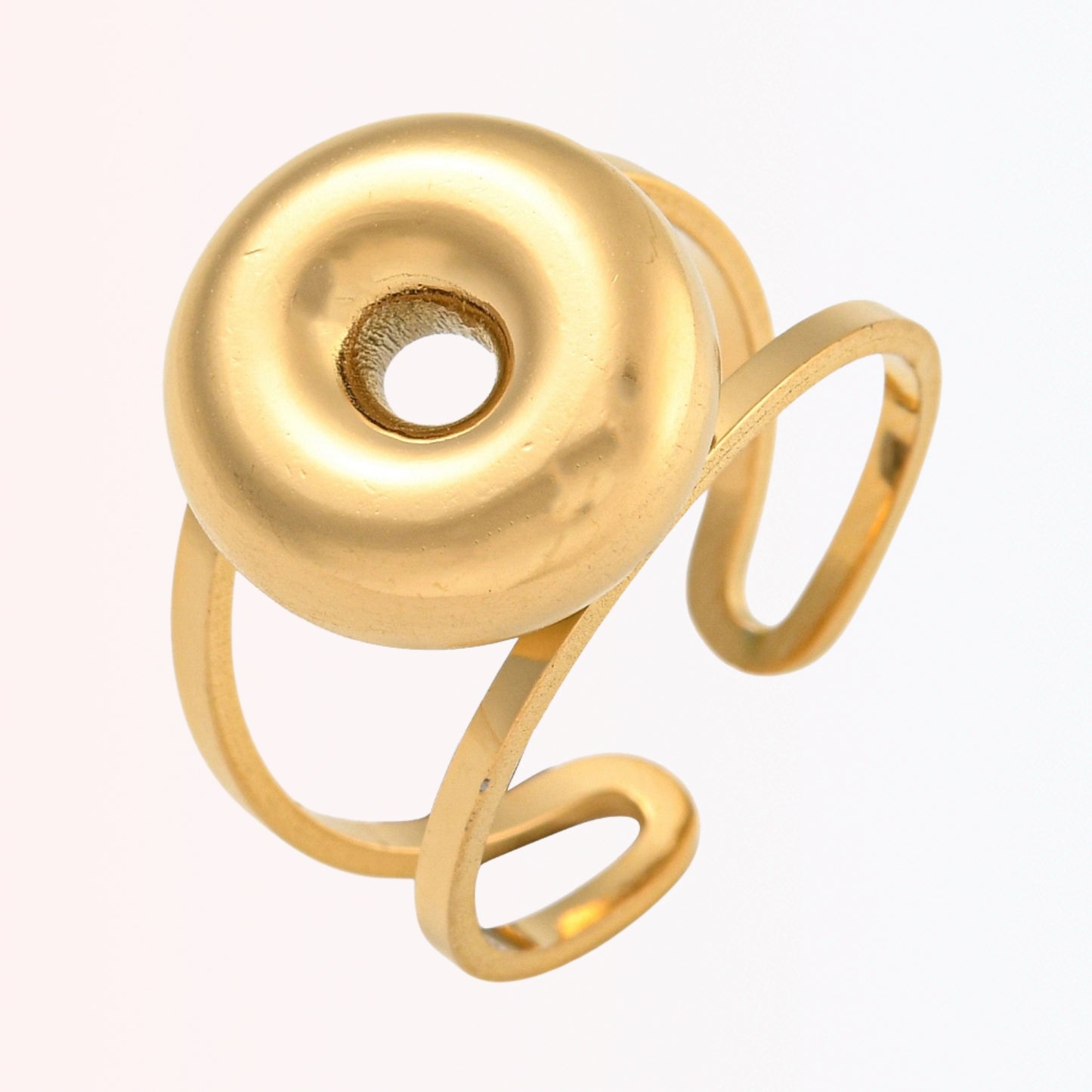 Sortija Ajustable con Iniciales A-Z en Stainless Steel Dorado 18K