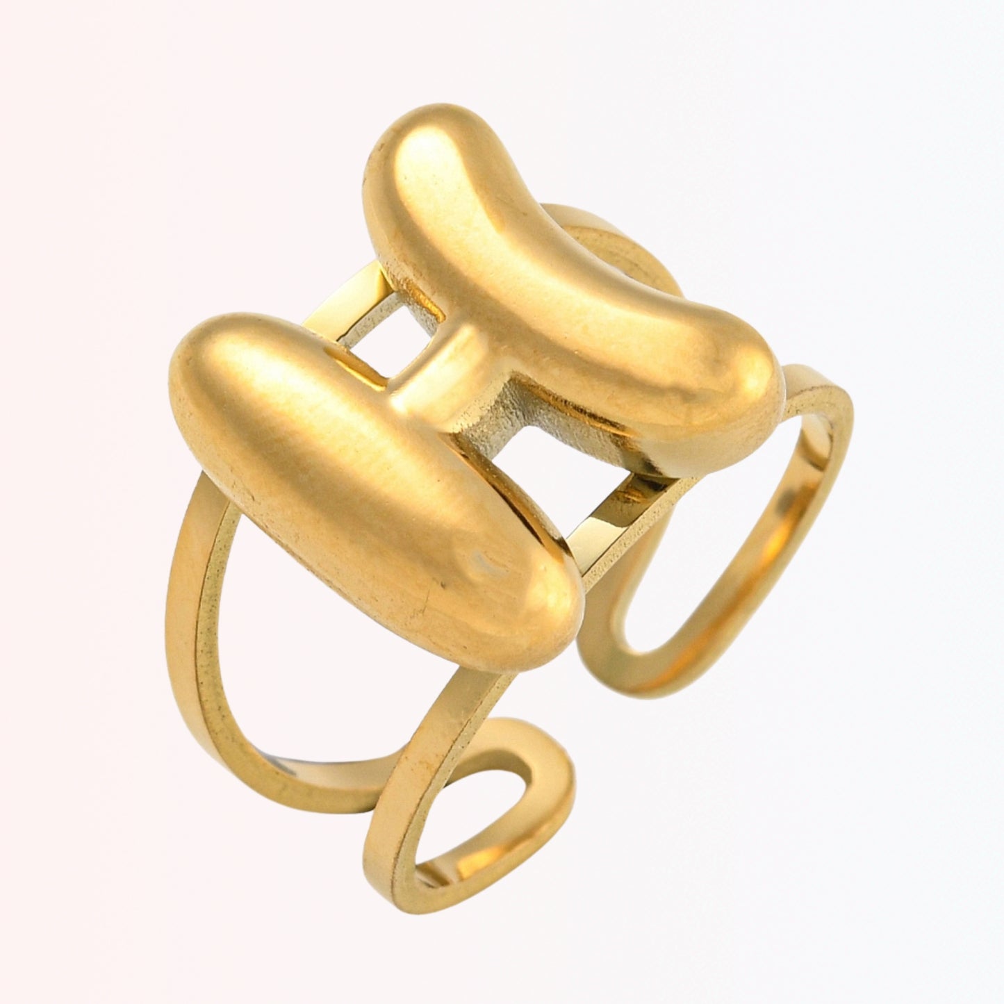 Sortija Ajustable con Iniciales A-Z en Stainless Steel Dorado 18K