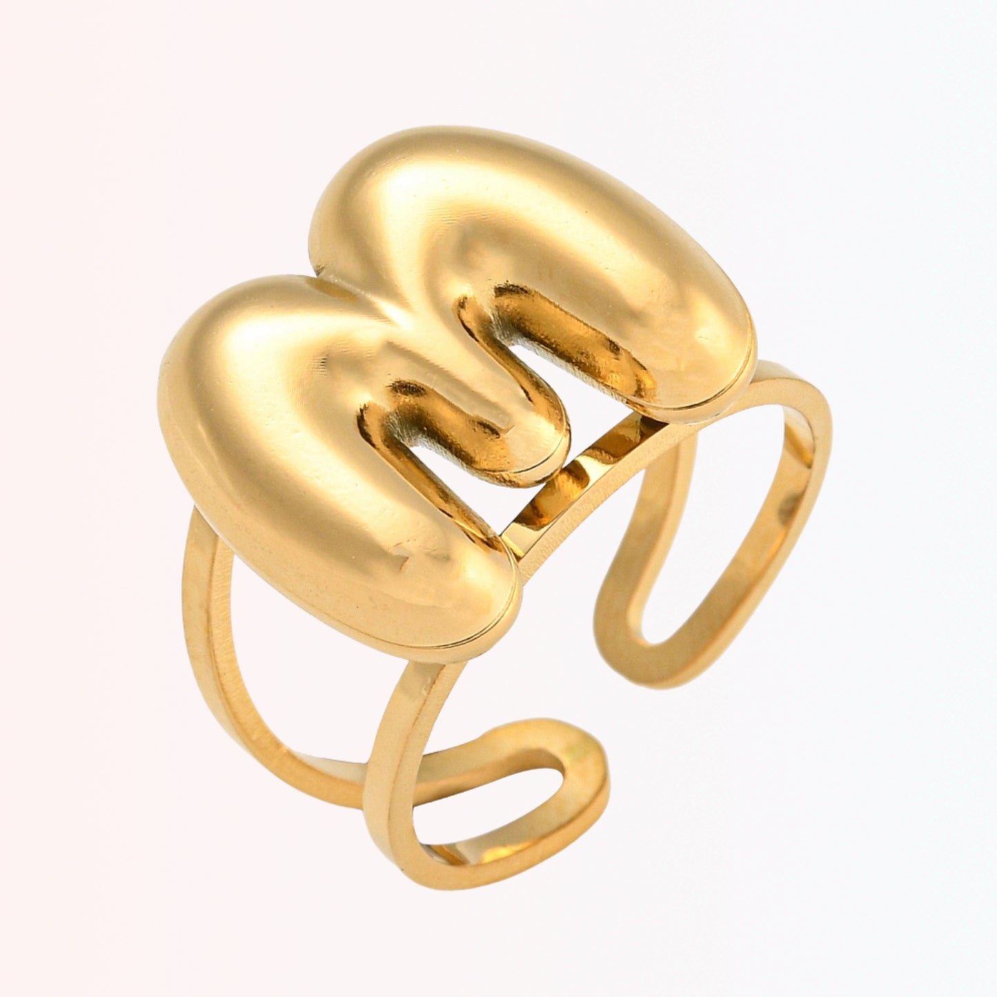 Sortija Ajustable con Iniciales A-Z en Stainless Steel Dorado 18K