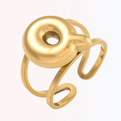 Sortija Ajustable con Iniciales A-Z en Stainless Steel Dorado 18K
