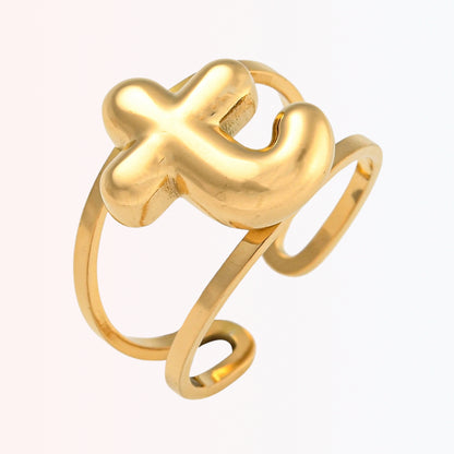 Sortija Ajustable con Iniciales A-Z en Stainless Steel Dorado 18K