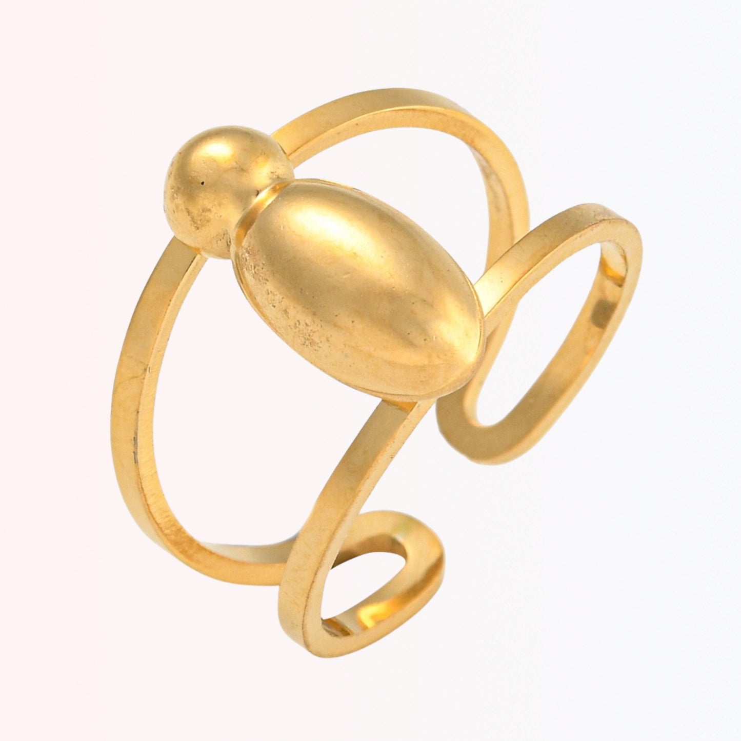 Sortija Ajustable con Iniciales A-Z en Stainless Steel Dorado 18K