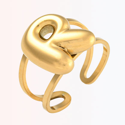 Sortija Ajustable con Iniciales A-Z en Stainless Steel Dorado 18K