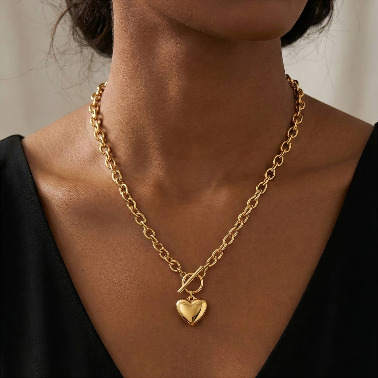 Cadena de corazón con baño de oro 18k, stainless steel, waterproof