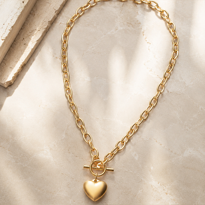 Cadena de corazón con baño de oro 18k, stainless steel, waterproof